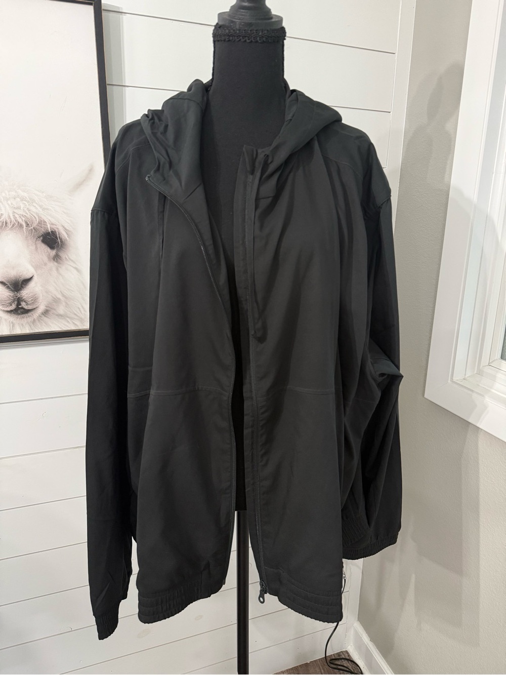 Girlfriend Collective Sideline Black Windbreaker Full Zip Jacket 5XL